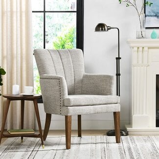 Jennifer Taylor Home Crystal Upholstered Accent Arm Chair, Oatmeal Gray