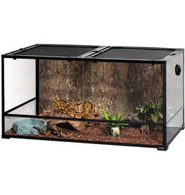 REPTIZOO Large Glass Reptile Terrarium 48" x 24" x 24", Tall & Wide Reptile Habitat Tank 120 Gallon with Sliding Door Top Screen Ventilation (Side Full Glass)