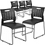 Flash Furniture 5 Pack HERCULES Series 881 lb. Capacity Black Sled Base Stack Chair with Air-Vent Back