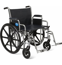 Medline Excel Extra-Wide Wheelchair, 22" Wide Seat, Desk-Length Removable Arms, Swing Away Footrests, Chrome Frame