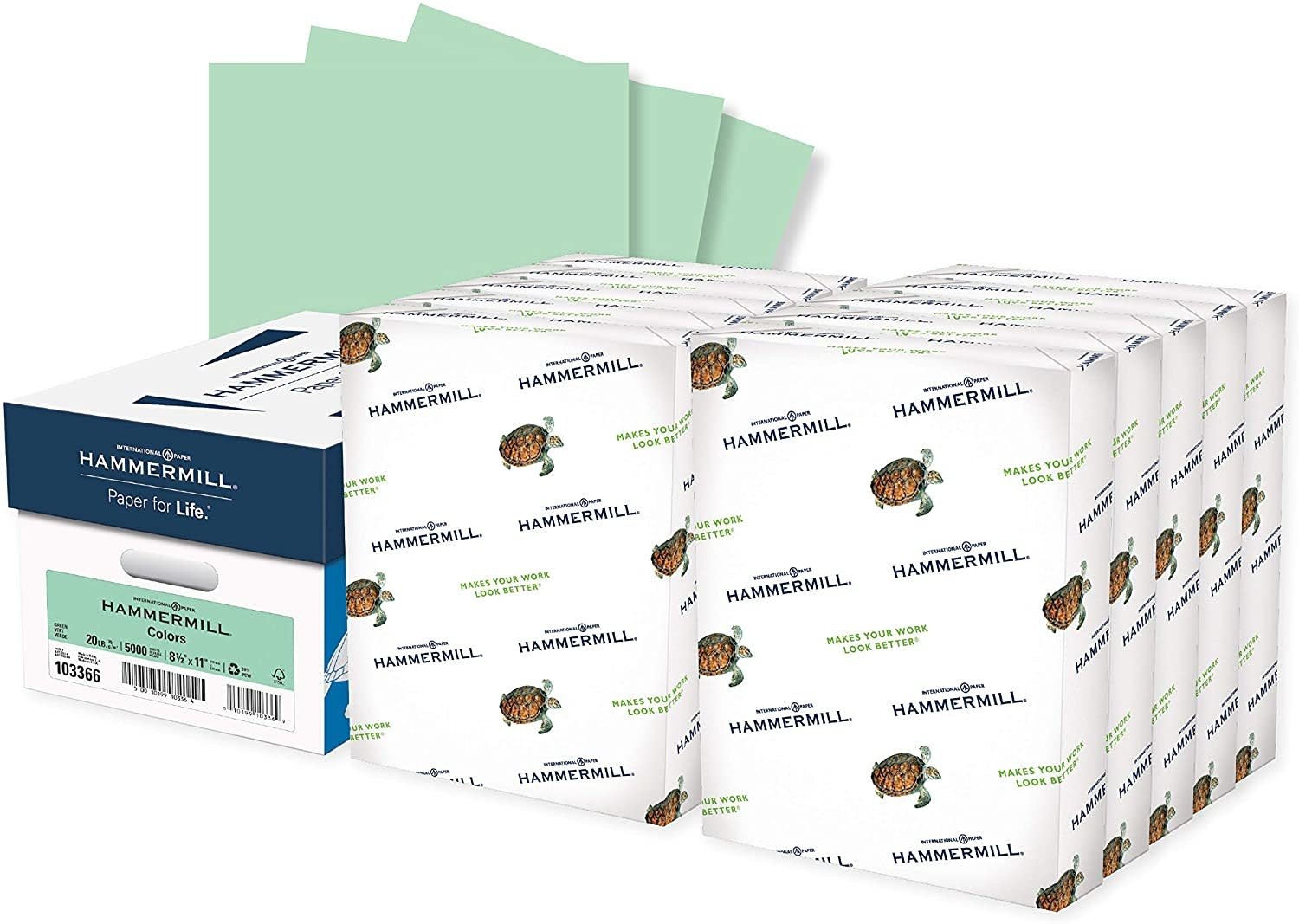 Hammermill Colored Paper, 20 lb Green Printer Paper, 8.5 x 11-10 Ream  (5,000 Sheets) - Made in the USA, Pastel Paper, 103366C - Amazing Bargains  USA - Buffalo, NY
