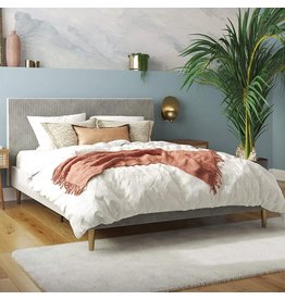 Mr. Kate Daphne Upholstered Bed with Headboard and Modern Platform Frame, Full, Light Gray Velvet