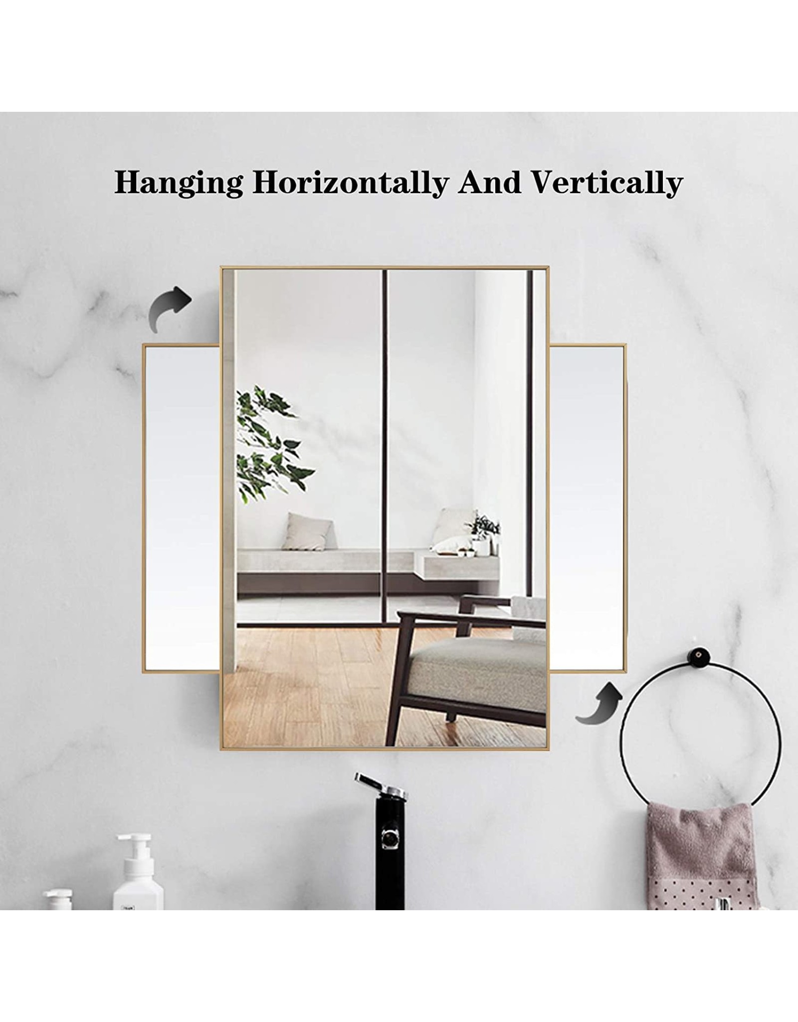  BEAUTYPEAK 24 x 36 Wall Mirror, Deep Frame Bathroom Mirror  with ShatterVue™ Technology Nano-strengthened Glass, Farmhouse Look Wall  Mounted Vanity Mirror Hanging Horizontally or Vertically, Black : Home &  Kitchen