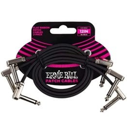 Ernie Ball Flat Ribbon Patch Cable 3-Pack, 12in, Black (P06222)