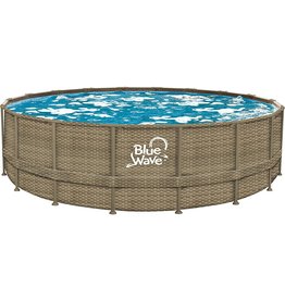 Blue Wave NB19798 24-ft Round x 52-in deep Dark Cocoa Wicker Frame Package Above Ground Swimming Pool with Cover, x, Brown