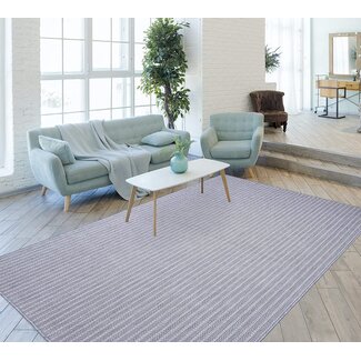 HOMEGNOME Indoor Outdoor Striped Rug 8'x10' Dove Grey