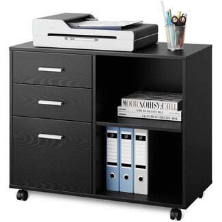 DEVAISE Office File Cabinet with Lock, 1-Drawer Wood Lateral Filing Cabinet  on Wheels, Printer Stand with Open Storage Shelves for Home Office, Black -  Amazing Bargains USA - Buffalo, NY