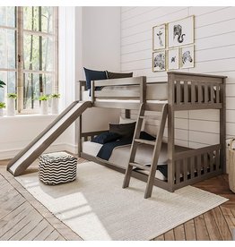 Max & Lily Twin over Twin Low Bunk Bed with Slide, Clay