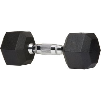 Amazon Basics Rubber Encased Hex Dumbbell Weight - 14.4 x 6.7 x 5.9 Inches, 50 Pounds, Pack of 1
