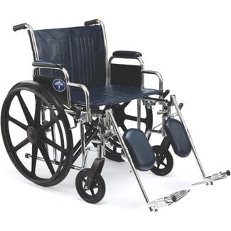 Medline Excel Extra-Wide Wheelchair, 20" Wide Seat, Desk-Length Arms, Elevating Legrests, Chrome Frame