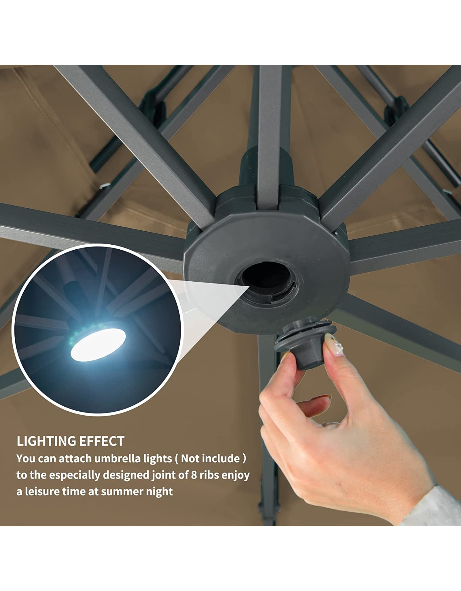 LKINBO 11X11FT Cantilever Umbrella Double Top Outdoor Umbrellas Large