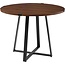Walker Edison 4 Person Round Industrial Modern Wood Small Dining Table Dining Room Kitchen Table Set Dining Chairs Set, 40 Inch, Dark Walnut and Black