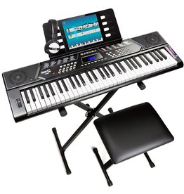 Product RockJam 61 Key Keyboard Piano With Pitch Bend Kit, Keyboard Stand, Piano Bench, Headphones, Simply Piano App & Keynote Stickers