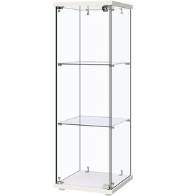Product VIVOHOME 3 Layers 15.7''W x 15.7''D x 47.2''H Glass Countertop Display Showcase Cabinet Bookcase with Lock, 5mm Tempered Glass 25mm MDF Base