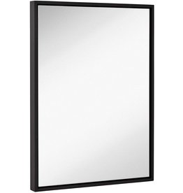 Product Hamilton Hills Clean Large Modern Black Frame Wall Mirror  Contemporary Premium Silver Backed Floating Glass Panel Vanity or Bathroom Mirrored Rectangle Hangs Horizontal or Vertical 22" x 30"