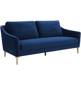 Product Amazon Brand â€“ Rivet Alonzo Contemporary Velvet Sofa Couch, 80.3"W, Blue