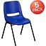Flash Furniture 5 Pack HERCULES Series 880 lb. Capacity Blue Ergonomic Shell Stack Chair with Black Frame