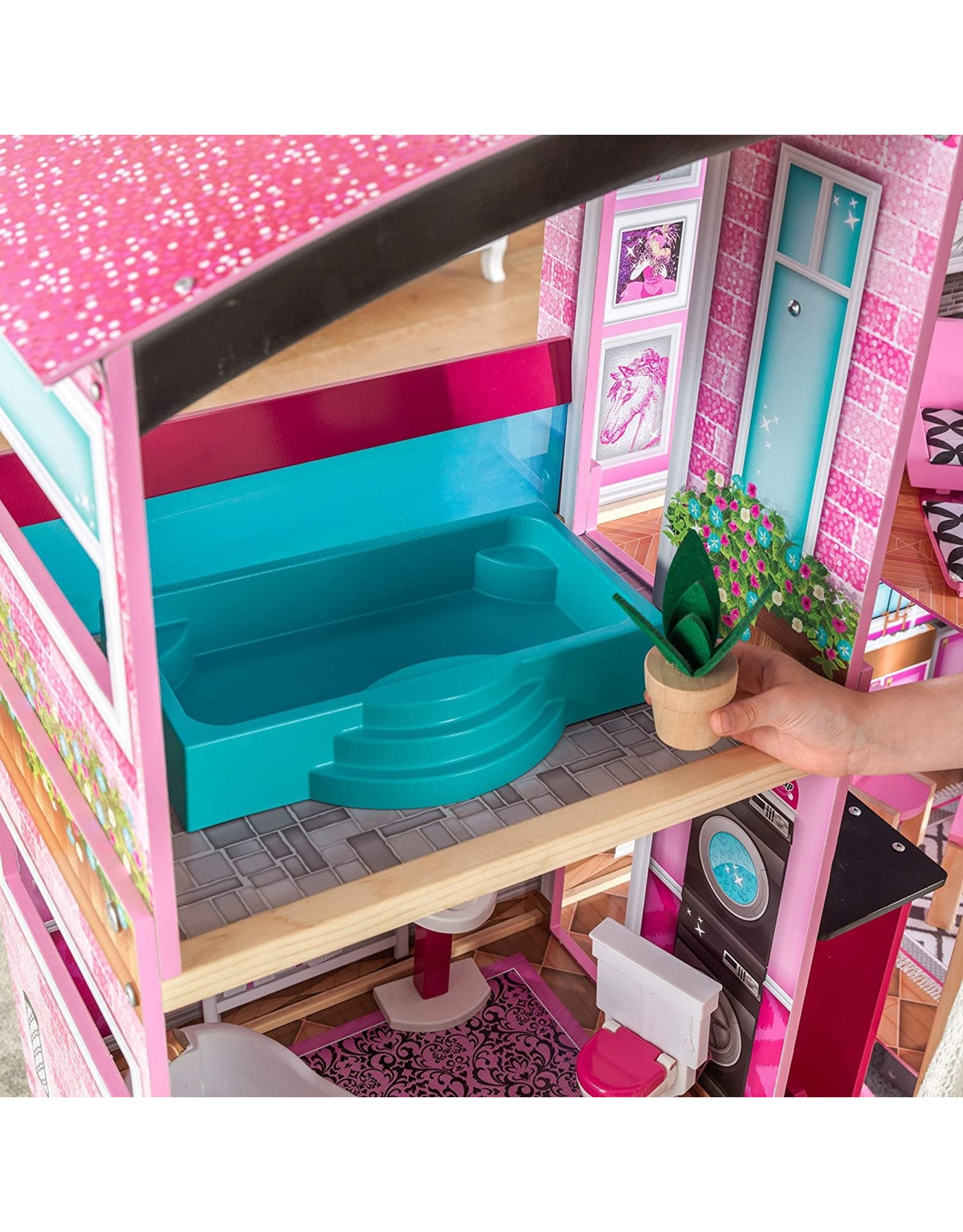 KidKraft Shimmer Mansion Wooden Dollhouse for 12Inch Dolls with Lights