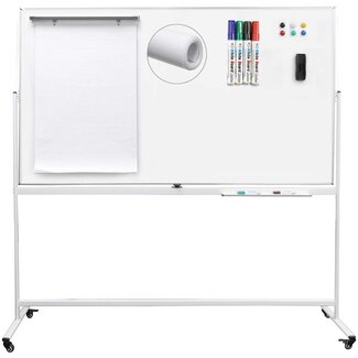 Letusto Double-Sided Magnetic Mobile Whiteboard (72 x 40 Inches) - Easily Portable Board Made of Aluminum Frame and Stand with 5 Great Bonus Accessories Included