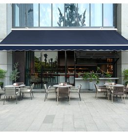 Diensweek Patio Awning Retractable, Fully Assembled Motoried Electric Commercial Grade - Quality 100% Dope-Dyed Acrylic Window Door Sunshade Shelter - Deck Canopy Balcony (15'x10', Navy Blue)