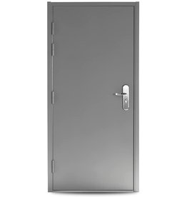 VIZ-PRO Quick Mount Steel Security Door with Frame and Hardware, Gray Left Side-Hinged Inward, 36" Door Slab