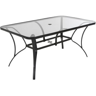 Cosco Outdoor Living 88646GLGE Paloma Patio Tempered Glass Top Dining Table, Gray