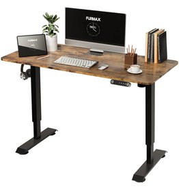 Furmax Electric Adjustable Home Office Sit Stand Desk Computer Workstation with Preset Height Memory Controller Solid Wood Table Top (48 Inch, Walnut)