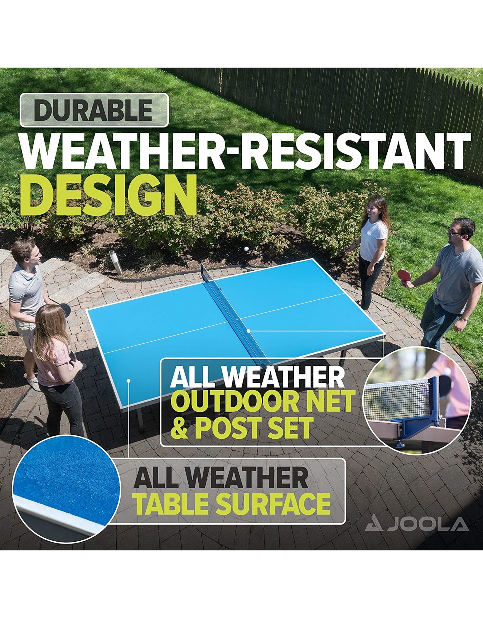 JOOLA NOVA - Outdoor Table Tennis Table with Waterproof Net Set - Quick  Assembly - All Weather Aluminum Composite Outdoor Ping Pong Table -  Tournament