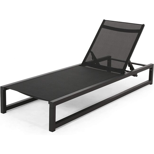 Christopher Knight Home Vivian Outdoor Aluminum Chaise Lounge with Mesh Seating, Black