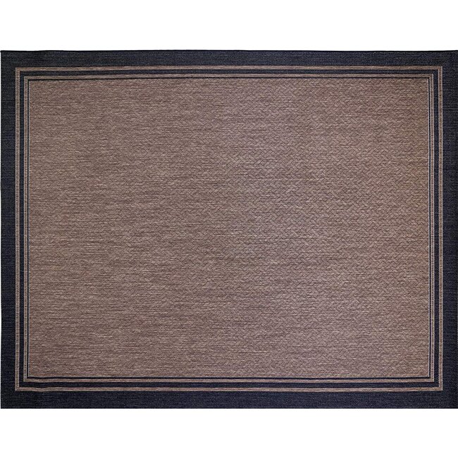 Gertmenian 21993 Outdoor Rug Freedom Collection Bordered Theme Smart Care Deck Patio Carpet, 9x13 Extra Large, Border Black Nut Brown