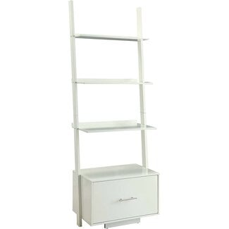 Convenience Concepts American Heritage Ladder Bookcase with File Drawer, White