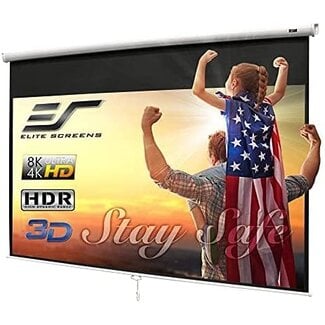 Elite Screens Manual B 100-INCH Manual Pull Down Projector Screen Diagonal 16:9 Diag 4K 8K 3D Ultra HDR HD Ready Home Theater Movie Theatre White Projection Screen with Slow Retract Mechanism M100H