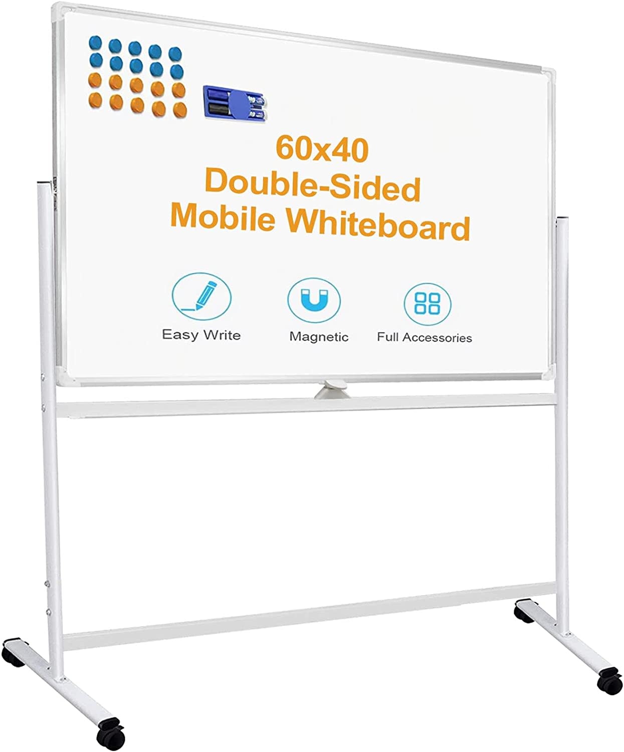 Double-Sided Rolling Whiteboard with Stand 60x40, Magnetic Dry Erase Board  with Stand Mobile Whiteboard Portable Standing Whiteboard on Wheels Large White  Board for Office, School, Home - Amazing Bargains USA - Buffalo