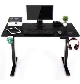 OUTFINE Dual Motor Height Adjustable Standing Desk Electric Dual Motor Home Office Stand Up Computer Workstation with Splice Board (Black, 63")