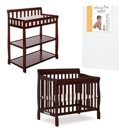 Dream On Me Nursery Essentials Bundle of Dream On Me Aden Convertible 4-in-1 Mini Crib, Dream On Me Ashton Changing-Table, with a Dream On Me Sunset 3â€ Extra Firm Fiber Portable Crib Mattress