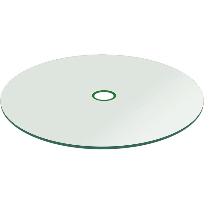 Fab Glass and Mirror 48 Patio Round 1/4" Thick Tempered Flat Edge Polish with 2Ã¢â‚¬Â Inch Hole Glass Table Top, 48 Inch, Clear