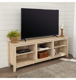 Walker Edison Wren Classic 6 Cubby TV Stand for TVs up to 80 Inches, 70 Inch, White Oak