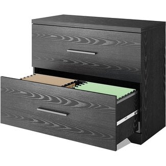 DEVAISE 2 Drawer Wood Lateral File Cabinet with Anti-tilt Mechanism, Storage Filing Cabinet for Home Office, Black