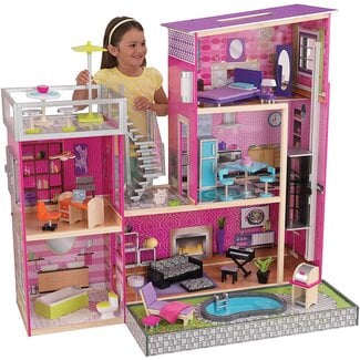 KidKraft Uptown Wooden Modern Dollhouse with Lights & Sounds, Pool and 36 Accessories