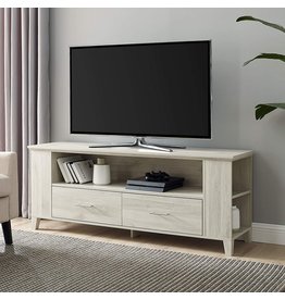Walker Edison Furniture Company Entertainment TV Stand Console with Storage, 59 Inch, Birch