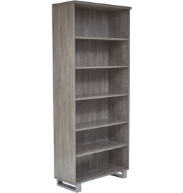 Zelma Grey 5-Shelf Bookcase with Adjustable Shelves, Metal Legs Modern Shelving Unit Tall Book Shelf for Living Room, Bedroom, Home Office (32-in W x 72-in H x 13-in D)