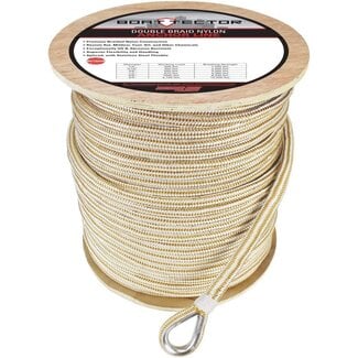 Extreme Max 3006.2282 BoatTector Premium Double Braid Nylon Anchor Line with Thimble - 5/8" x 600', White & Gold