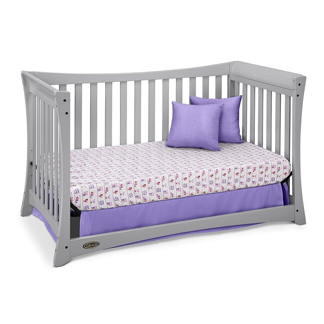 Graco Tatum 4in1 Convertible Crib, Pebble Gray, Solid Pine and Wood