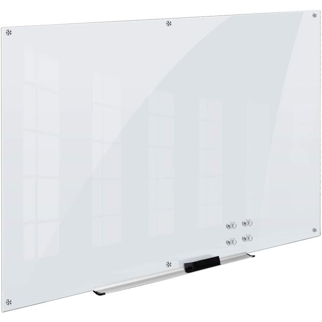 Basics Glass Board, Magnetic Dry Erase White Board, Frameless, Infinity, 6 x 4 Foot