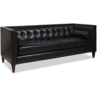 Jennifer Taylor Home Jack Sofas, 84", Vintage Black Brown Faux Leather