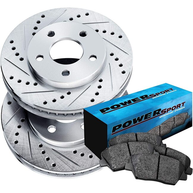 PowerSport Front Brakes and Rotors Kit Front Brake Pads Brake Rotors and Pads Semi Metallic Brake Pads and Rotors fits 2005-2010 Ford F-250 Super Duty, 2005-2011 Ford F-350 Super Duty