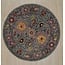 EORC IE62BL6X6R Hand-Tufted Wool Suzani Rug, 6' Round, Blue