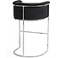 Iconic Home Finley Bar Stool Chair Velvet Upholstered Rolled Shelter Arm Design Half-Moon Chrometone Solid Metal U-Shaped Base, Modern Contemporary, Black