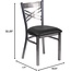 Flash Furniture 2 Pack HERCULES Series Clear Coated ''X'' Back Metal Restaurant Chair - Black Vinyl Seat
