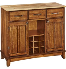 Home Styles Cherry Buffet of Buffets with Solid Wood Cherry Counter Top with Three Utility Drawers, Two Framed Cabinet Doors, Optional Wine Storage, Plenty of Adjustable Storage